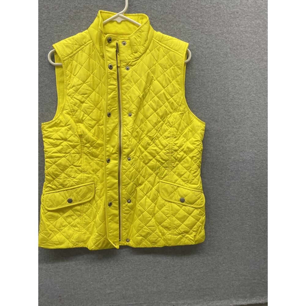 Talbots Vest Womens Large Quilted Yellow Button Front Pockets Classic Spring - Picture 3 of 13
